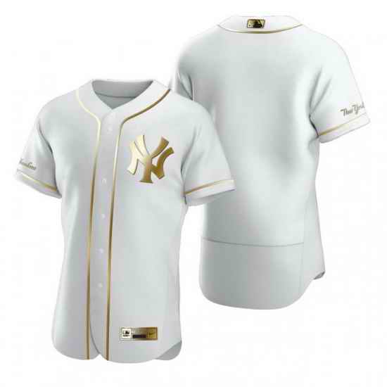 New York Yankees Blank White Nike Mens Authentic Golden Edition MLB Jersey